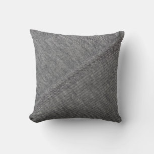 Grey fabric: abstract stitched texture. throw pillow