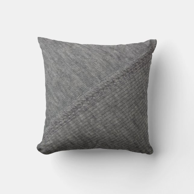 Grey fabric: abstract stitched texture. throw pillow (Front)