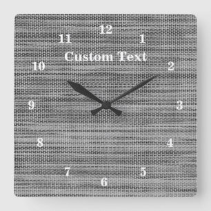 Grey Fabric Cloth - Add Your Text / Name Square Wall Clock