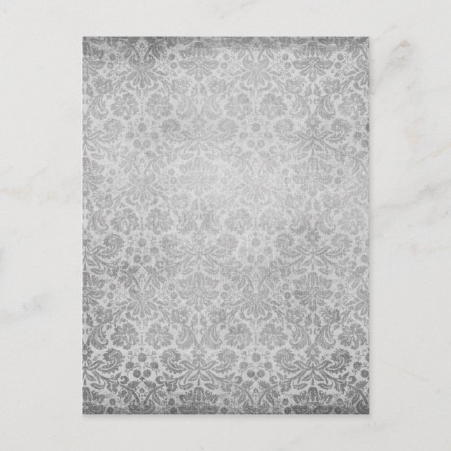 Grey faded damasks pattern postcard (Front)