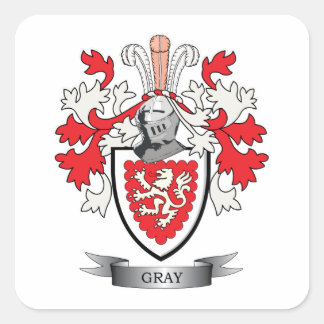 Grey Family Crest Coat of Arms Square Sticker