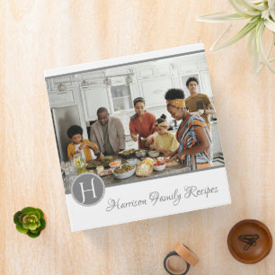 Grey Family Photo Monogram Recipe Binder