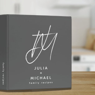 Grey Family Recipe Binder with Monogram