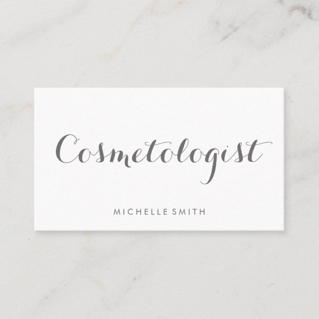 Grey Fancy Font Minimalist Business Card (Front)