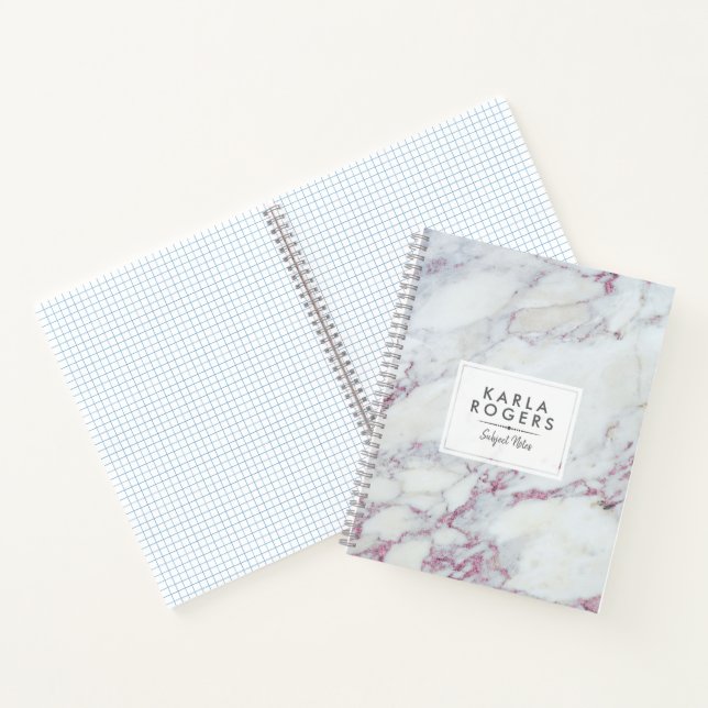 Grey Faux Glitter Pink Accents Notebook (Inside)