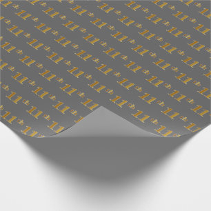 Grey, Faux Gold 11th (Eleventh) Event Wrapping Paper