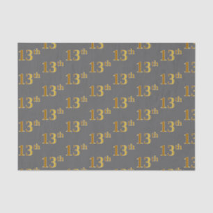 Grey, Faux Gold 13th (Thirteenth) Event Tissue Paper
