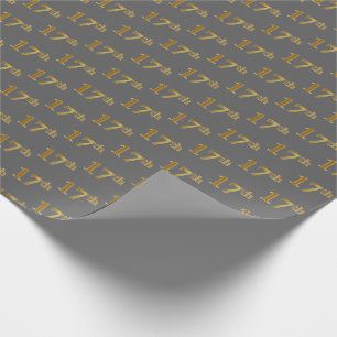 Grey, Faux Gold 17th (Seventeenth) Event Wrapping Paper