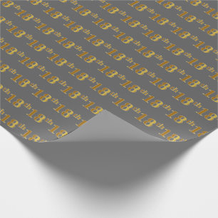 Grey, Faux Gold 18th (Eighteenth) Event Wrapping Paper