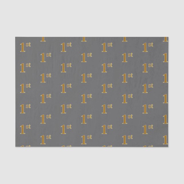 Grey, Faux Gold 1st (First) Event Tissue Paper (Front)