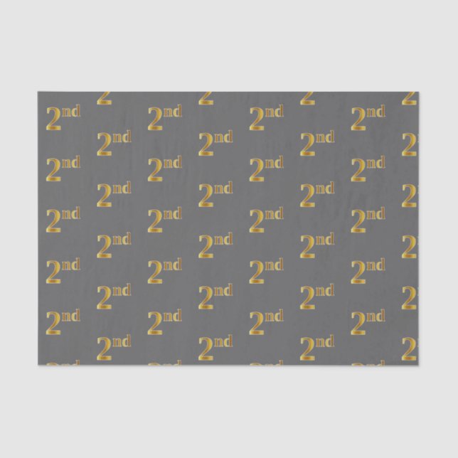 Grey, Faux Gold 2nd (Second) Event Tissue Paper (Front)