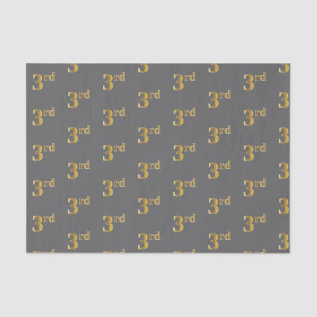 Grey, Faux Gold 3rd (Third) Event Tissue Paper (Front)