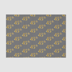 Grey, Faux Gold 45th (Forty-Fifth) Event Tissue Paper