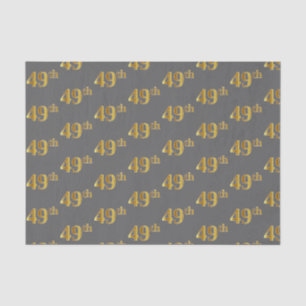Grey, Faux Gold 49th (Forty-Ninth) Event Tissue Paper
