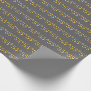 Grey, Faux Gold 55th (Fifty-Fifth) Event Wrapping Paper
