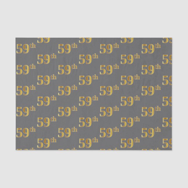 Grey, Faux Gold 59th (Fifty-Ninth) Event Tissue Paper (Front)