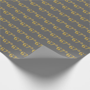 Grey, Faux Gold 67th (Sixty-Seventh) Event Wrapping Paper