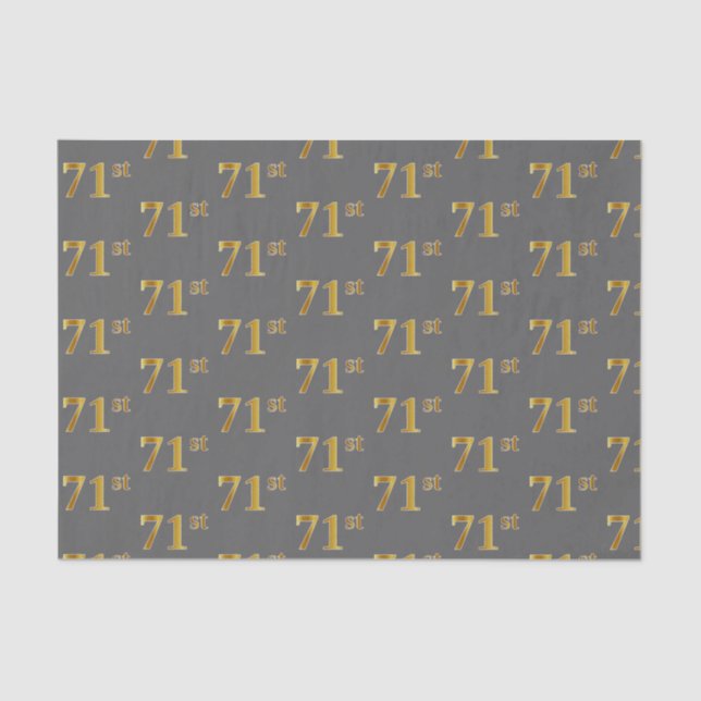 Grey, Faux Gold 71st (Seventy-First) Event Tissue Paper (Front)
