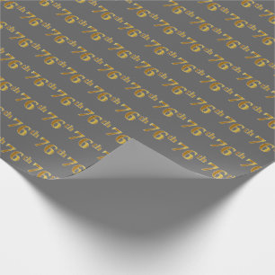 Grey, Faux Gold 76th (Seventy-Sixth) Event Wrapping Paper