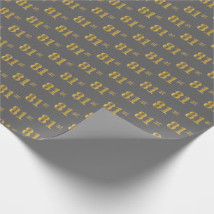 Grey, Faux Gold 81st (Eighty-First) Event Wrapping Paper