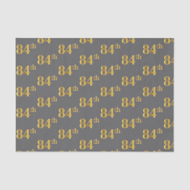 Grey, Faux Gold 84th (Eighty-Fourth) Event Tissue Paper (Front)
