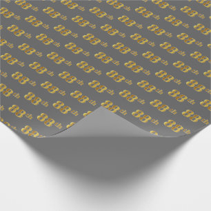 Grey, Faux Gold 88th (Eighty-Eighth) Event Wrapping Paper
