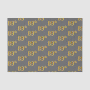 Grey, Faux Gold 89th (Eighty-Ninth) Event Tissue Paper