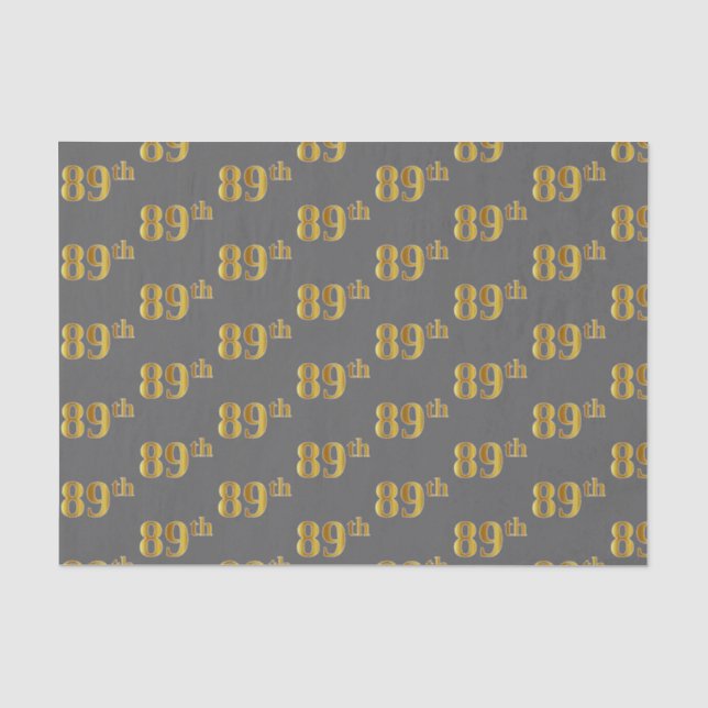 Grey, Faux Gold 89th (Eighty-Ninth) Event Tissue Paper (Front)