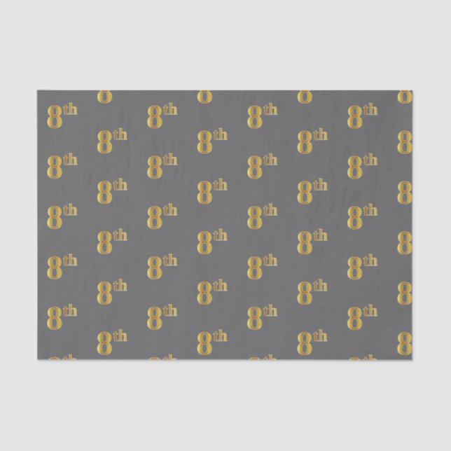 Grey, Faux Gold 8th (Eighth) Event Tissue Paper (Front)