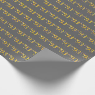 Grey, Faux Gold 93rd (Ninety-Third) Event Wrapping Paper