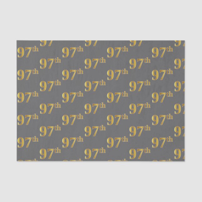 Grey, Faux Gold 97th (Ninety-Seventh) Event Tissue Paper (Front)