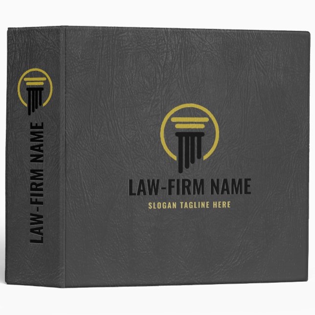 Grey Faux Leather Law Office Logo Binder (Front/Spine)