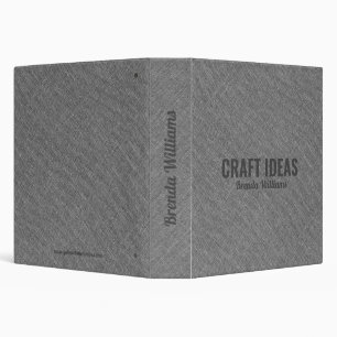 Grey faux linen texture 3 ring binder