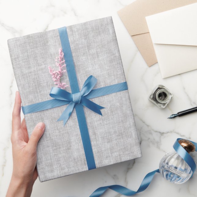 Grey Faux Linen Wedding Wrapping Paper (Gifting)