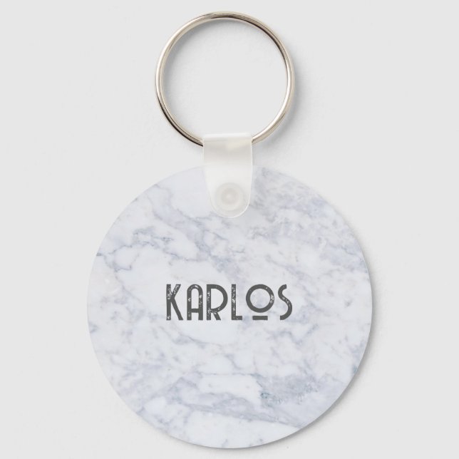 Grey faux marble background 2 keychain (Front)