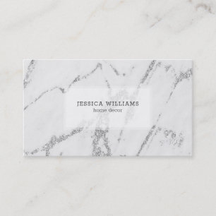 Grey Faux Marble Silver Veins Business Card