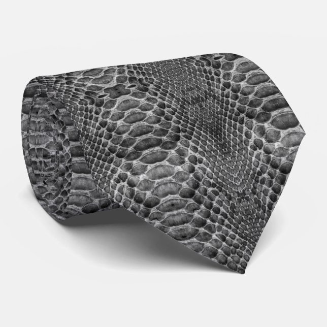 Grey Faux Snakeskin Design on a Tie (Rolled)