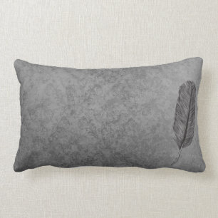 Grey Feather Lumbar Pillow