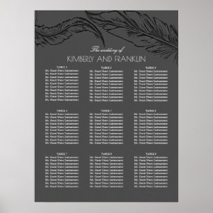 Grey Feathers Elegant Chic Wedding Seating Charts