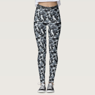 Grey Feline Camouflage (Pattern 1) Leggings