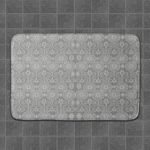 Grey fibrous textile octopus seeds patterned  bath mat