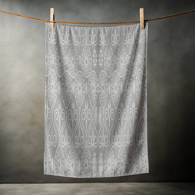 Grey fibrous textile octopus seeds patterned beach towel (Creator Uploaded)