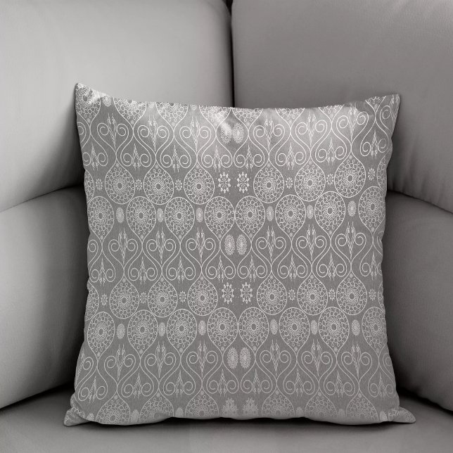 Grey fibrous textile octopus seeds patterned  throw pillow (Creator Uploaded)