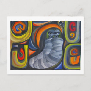 Grey Figure and Colourful Spirals by Hassan Wahba Postcard