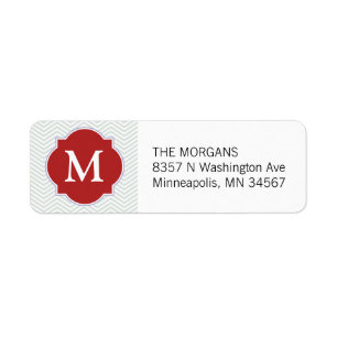 Grey & Firebrick Modern Chevron Custom Monogram