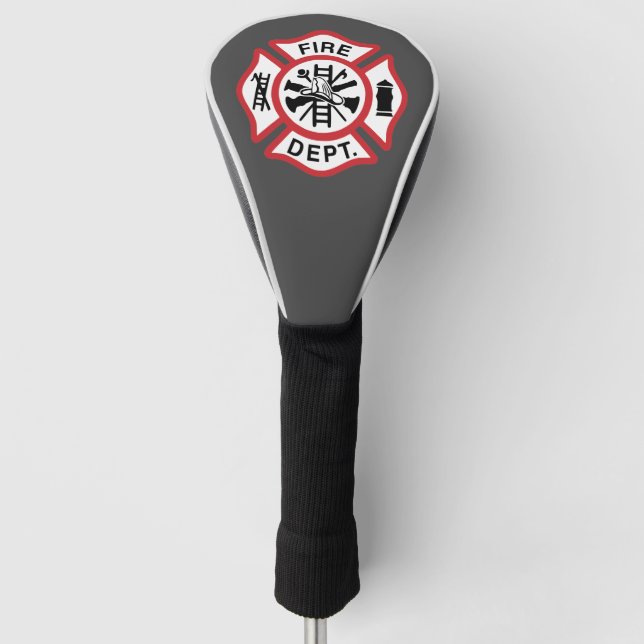 Grey  Firefighter Golf Head Cover (Front)
