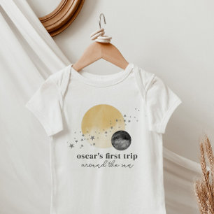 Grey First Trip Around The Sun Baby Bodysuit