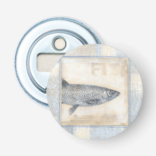 Grey Fish on Beige Background Bottle Opener