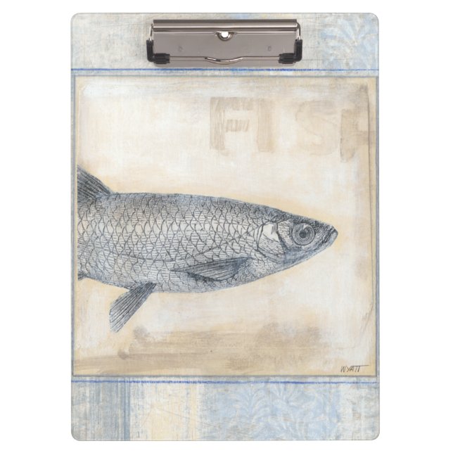 Grey Fish on Beige Background Clipboard (Front)