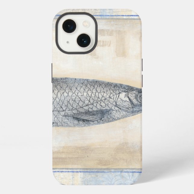 Grey Fish on Beige Background iPhone Case (Back)